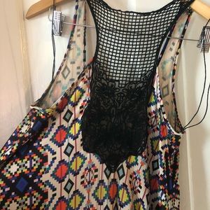 London Times Geometric Lace Back Tank Dress Size 6